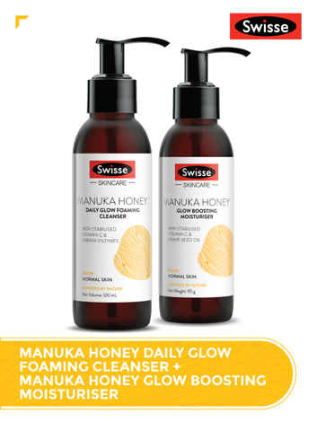 Swisse Skin brighting combo- Manuka Honey Glow Boosting Moisturiser (120 ml) & Manuka Honey Daily Glow Foaming Cleanser (120 ml)