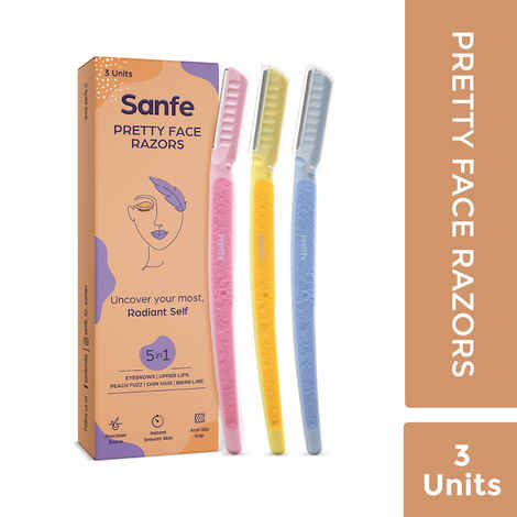 Buy Sanfe Pretty Face Razor For Painfree Facial Hair Removal (3 Units) - Upper Lips, Chin, Peach Fuzz - Stainless Steel Blade, Comfortable, Firm Grip | hair removal razor | face razors women | face razor for women | face razor | Facial razor for women - Purplle