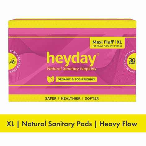 Buy Heyday Natural & Organic Maxi Fluff Sanitary Napkins (30 Pads) - Purplle