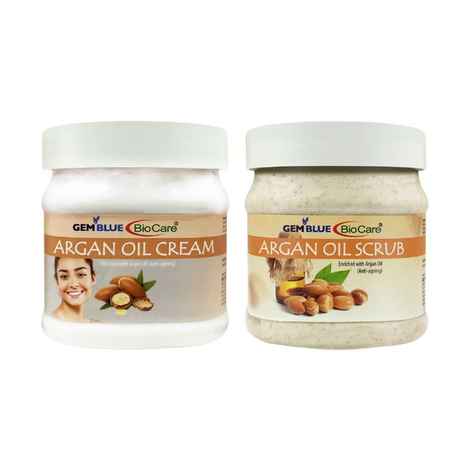 Buy Gemblue Biocare Argan Oil Cream + Scrub Pack of 2 - Purplle