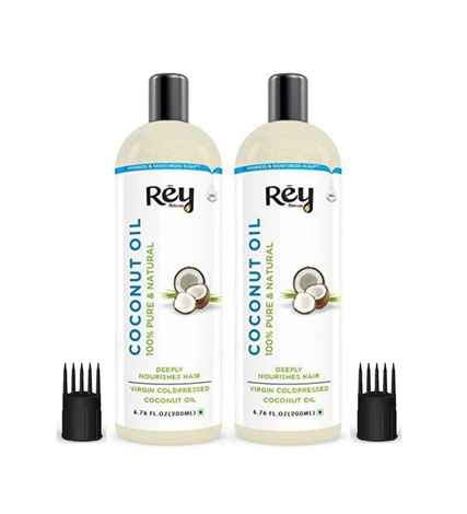 Buy Rey Naturals Cold Pressed Coconut Oil For Hair And Skin - 100% Pure & Natural (400 ml) - (200 ml X 2) - Purplle