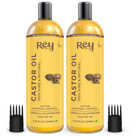 Buy Rey Naturals® Cold-Pressed, 100% Pure Castor Oil - Moisturizing & Healing, For Skin, Hair Care, Eyelashes (400 ml) - (200 ml X 2) - Purplle