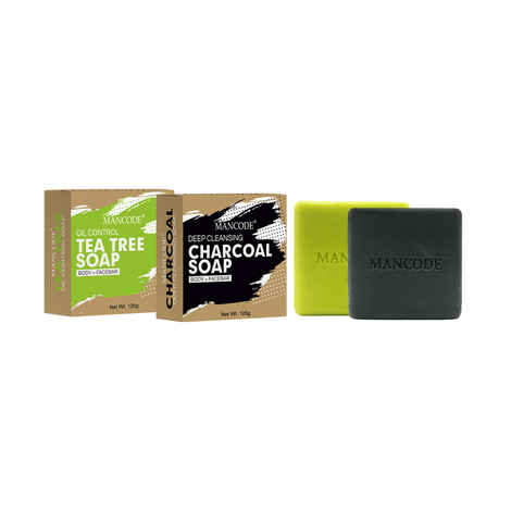 Buy Mancode Tea Tree Oil Control And Charcoal Deep Cleansing Soap, 125gm Each (Pack of 2) - Purplle