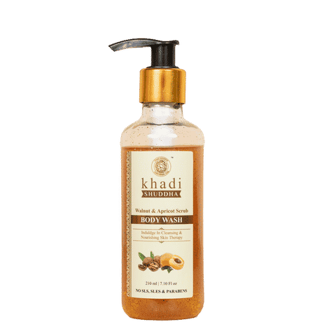 Khadi Shuddha Walnut & Apricot Scrub Body Wash - No Sls Sles & Paraben