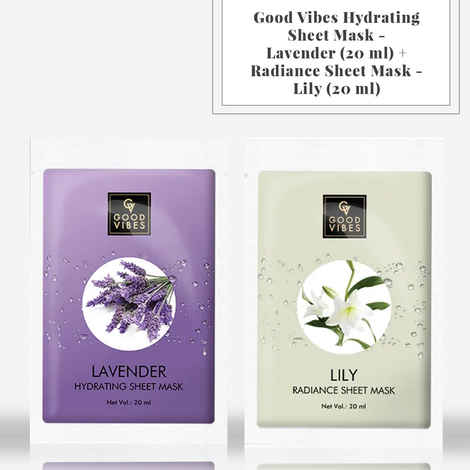 Buy Good Vibes Hydrating Sheet Mask - Lavender (20 ml) + Radiance Sheet Mask - Lily (20 ml) - Purplle