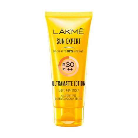 Buy Lakme Sun Expert Super Matte Lotion Sunscreen SPF 30 PA++ with Niacinamide & Vit C | Broad spectrum UVA/B protection | Blue light protection | No White Cast | for all dry, normal skin| 50ml - Purplle