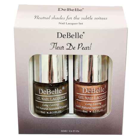 Buy DeBelle Nail Polish Set Fleur De Pearl Gift Combo Set Of 2 - Roseate Gold (Metallic Rose Gold) and Rustique Gold (Metallic Rust Gold)  8 ml each - Purplle