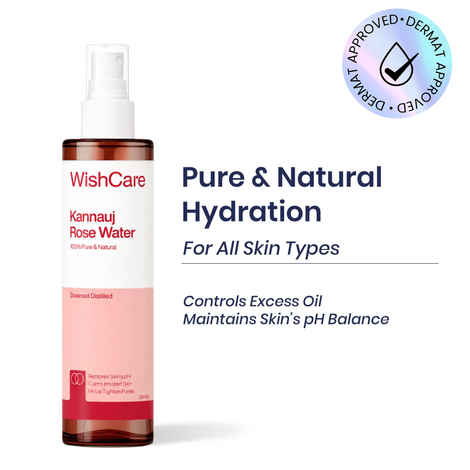 Buy WishCare 100% Pure & Natural Rose Water|Steam Distilled|Kannauj Rose Water|Maintains PH Balance|Hydrates & Tones Skin|Reduces Irritation|No Essential Oil|Alcohol Free|200 ml - Purplle