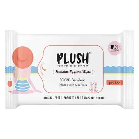 Buy Plush 100% Natural Biodegradable Bamboo Intimate Wipes - Purplle