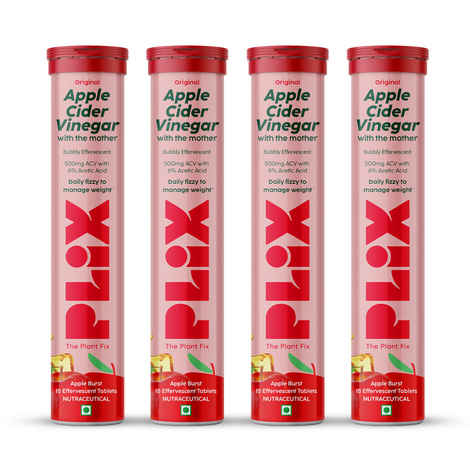 Buy PLIX Apple Cider Vinegar Effervescent Tablets For Weight Management | Daily Energy Drink | 15 ACV Tablets | Pack of 4 (Apple) (ACV) - Purplle
