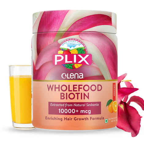 PLIX Plant-Based Biotin, 10000mcg+, High Potency, Advanced Hair Growth, Healthy Skin & Nails- 15 Days - Orange Burst