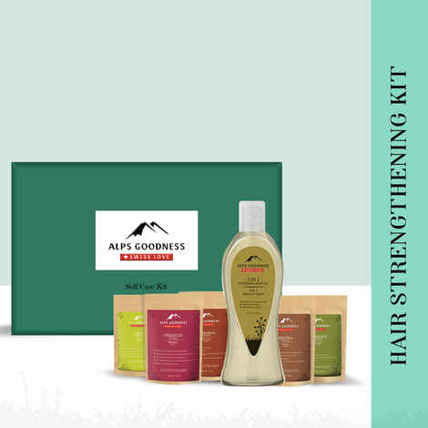 Buy Alps Goodness Hair Strengthening Kit / Gift Box (Amla Powder 50 g + Bhringraj Powder 50 g + Hibiscus Powder 50 g + Shikakai Powder 50 g + Reetha Powder 50 g + 5 in 1 Nourishing Hair Oil 100 ml ) - Purplle