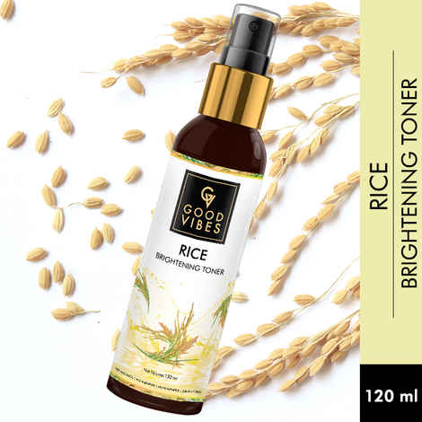 Good Vibes Rice Brightening Toner | Pore Minimizing, Hydrating | With Cucumber | No Alcohol, No Parabens, No Sulphates, No Mineral Oil (120 ml)