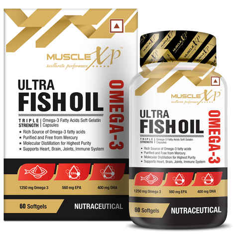 MuscleXP Ultra Fish Oil Triple Strength Omega 3 1250mg (560/400) 60 Capsules