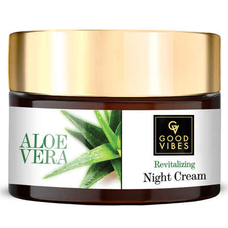 Buy Good Vibes Aloe Vera Revitalizing Night Cream | Refreshing, Soothing | No Parabens, No Sulphates, No Mineral Oil, No Animal Testing (50 g) - Purplle