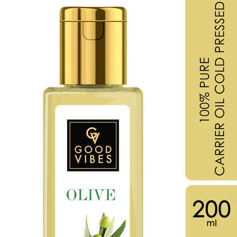 Buy Good Vibes Olive 100% Pure Cold Pressed Carrier Oil For Hair & Skin | Hair Repair, Anti-Ageing | No Parabens, No Animal Testing (200 ml) - Purplle