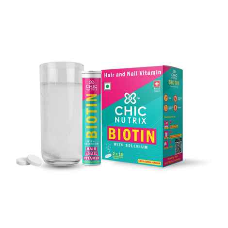 Buy Chicnutrix Biotin with Selenium - Hair & Nail Vitamin - 30 Effervescent Tablets - Lime & Lemon - Purplle