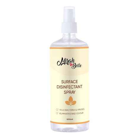 Mirah Belle Surface Disinfectant Spray ((500 ml)) Hard and Soft Surfaces Advanced Cleaner and Sanitizer Best for Home, Offices, Door Handles, Desks, Floor, Cars and Bathrooms