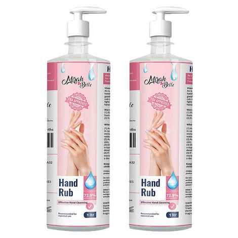 Buy Mirah Belle Hand Rub Sanitizer Spray (1000 ML) Hand Sanitizer FDA Approved (72.9% Alcohol) Best for Men, Women and Children Sulfate and Paraben Free 1 Ltr Bottle With Dispenser Pump - Purplle