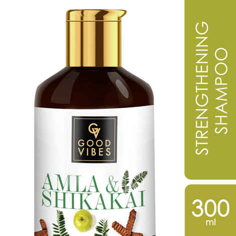 Buy Good Vibes Amla Shikakai Strengthening Shampoo | With Neem | Hair Growth, Shine | No Parabens, No Animal Testing (300 ml) - Purplle