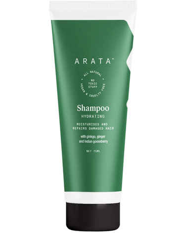 Arata Natural Hydrating Hair Shampoo With Ginkgo, Ginger & Indian Gooseberry For Men & Women | All-Natural, Vegan & Cruelty-Free | Moisturizes & Repairs Damaged Hair (75 ml)