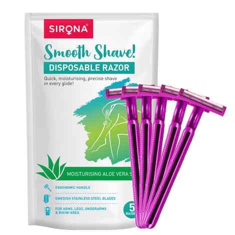 Buy Sirona Disposable Shaving Razor for Women with Aloe Boost - Pack of 5 - Purplle