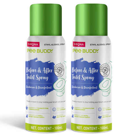 Buy PeeBuddy Toilet Seat Sanitizer | Before and After Toilet Spray, Deodorizer and Disinfectant (100 ml) (Pack of 2) - Purplle