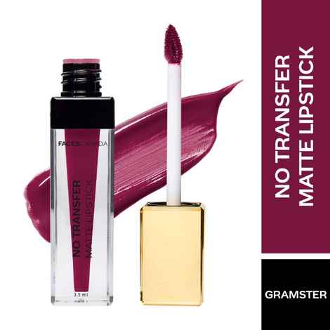 Faces Canada No Transfer Matte Liquid Lip Color | Mask Proof | Transfer Proof | Lasts All Day |Enriched with Chamomile Oil | Highly Pigmented | One Stroke Color | Shade - Gramster 3.5 ml