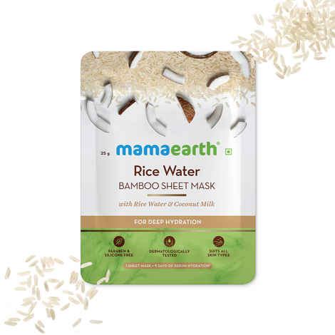 Buy Mamaearth Rice Water Bamboo Sheet Mask with Rice Water & Coconut Milk for Deep Hydration (25 g) - Purplle