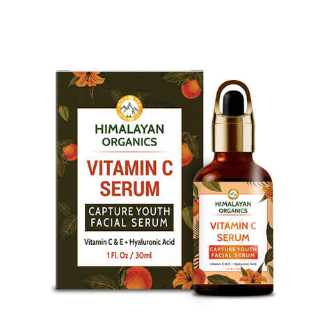 Himalayan Organics Vitamin C Serum for Face Capture Youth with Hyaluronic Acid and Vitamin E - Brightening & Night Skin Repair, 30 ml