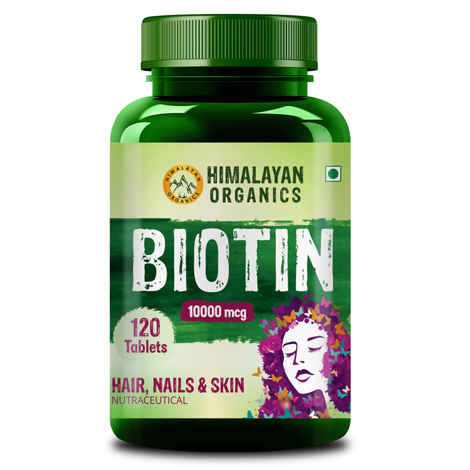 Buy Himalayan Organics Biotin 10,000Mcg for Hair Growth- 120 tablets - Purplle