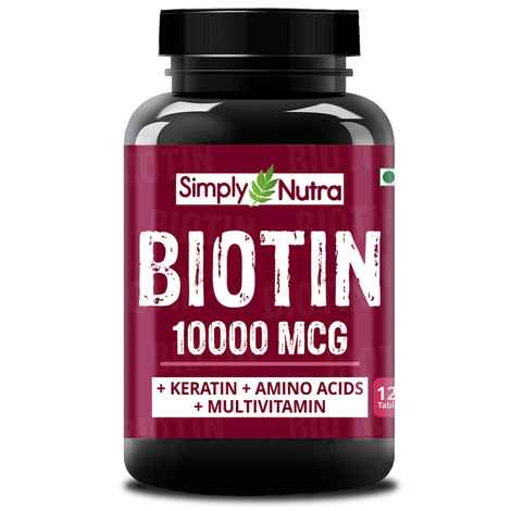Buy Simply Nutra Biotin 10000mcg with keratin + Amino Acids + Multivitamin + Naturals Extracts 43+ Ingredients for women & men - Hair Growth Supplement - 120 Veg Tablets - Purplle
