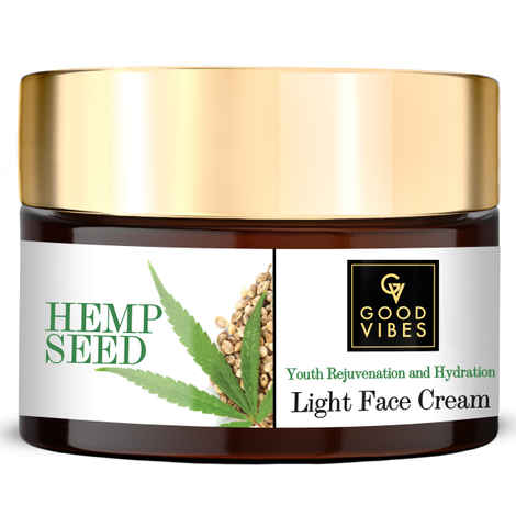 Buy Good Vibes Hemp Seed Youth Rejuvenation & Hydration Light Face Cream | No Parabens, No Sulphates, No Mineral Oil, No Animal Testing (50 g) - Purplle