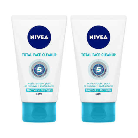 Buy NIVEA Face Wash Total Face Clean Up 50ml Pack of 2 - Purplle