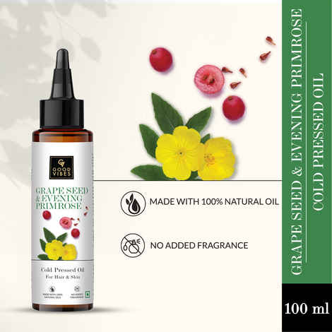 Buy Good Vibes Grape Seed And Evening Primrose Cold Pressed Oil For Hair & Skin (100ml) - Purplle