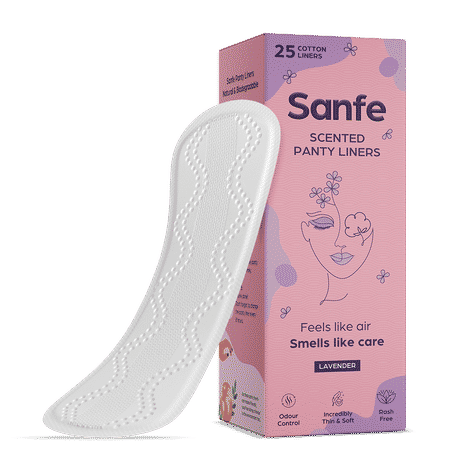 Sanfe Scented Panty Liners - Lavender - 25 Pcs - for protection against leakage, discharge and rashes - Natural fragrance