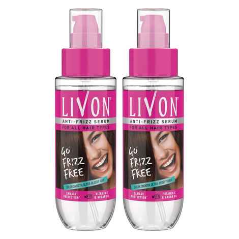 Buy Livon Hair Serum for Women & Men| All Hair Types |Smooth, Frizz free & Glossy Hair | With Moroccan Argan Oil & Vitamin E | 100 ml (Pack of 2) - Purplle