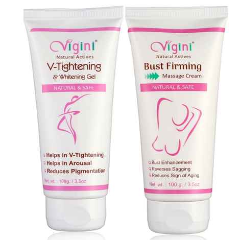 Buy Vigini 100 % Natural Actives Vaginal V Tightening Whitening Gel With Bust Firming & Enlargement Cream for Women (200 g) - Purplle
