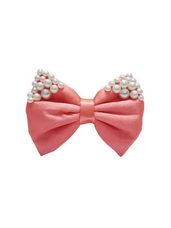 Buy ONE on ONE Bow Pearly Hair Clip for Women, Girls and Baby Girls, Neon Peach - Purplle