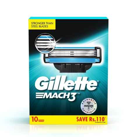 Buy Gillette Mach 3 Shaving Blades- Pack of 10 (Cartridges) - Purplle