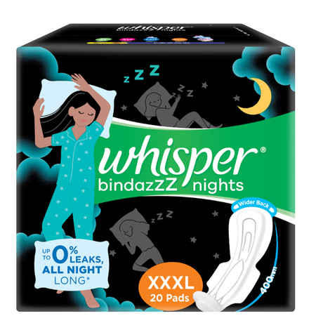 Buy Whisper Bindazz Nights XXXL 20s Sanitary pads for Women - Purplle