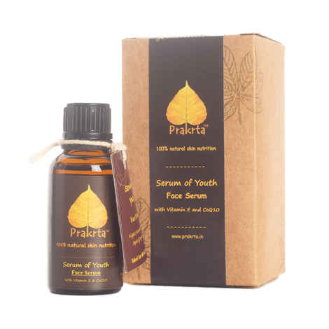 Prakrta Serum Of Youth, Face Oil With Vitamin E & Coq10 | 100% Natural Face Oil For Dry/Sensitive Skin | No Added Fragrance | Cold Pressed Oils