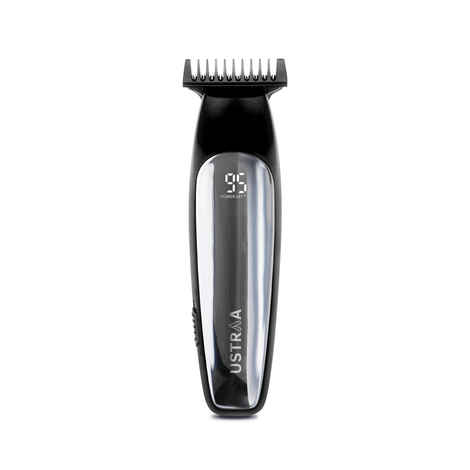 Ustraa Chrome Beard Trimmer for men - Corded & Cordless with Quick Charging - upto 120 min runtime - Titanium Coated Stainless Steel Blade – 5 Adjustable Combs - LED Battery Display