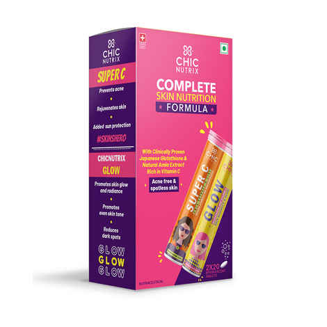 Buy Chicnutrix Complete Skin Nutrition Formula - Japanese Glutathione & Vitamin C - Acne Free & Spotless Skin - 40 Effervescent Tablets (2x20) - Purplle