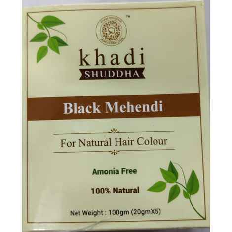 Buy Khadi Shuddha Black Mehndi For Natural Hair Colour - 100 gm - Purplle