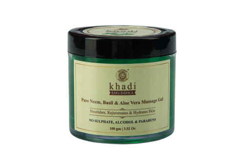 Buy Khadi Shuddha Pure Neem Basil & Aloevera Massage Gel - No Sulphate Alocohol & Paraben 100 gm - Purplle