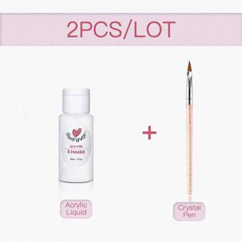 Buy Gelfavor Acrylic Powder Builder Crystal Polymer Nail Art Design False Tips Nail Art Acrylic Liquid For Manicure Nails Polymer Tools (GF-30ml-Acrylic Liquid + Brush) - Purplle