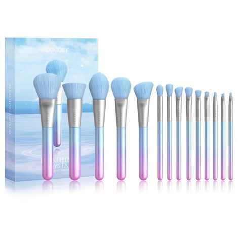 Buy Docolor Makeup Brushes Set Foundation Blending Eyeshadow Kit Professional Series Syenthetic Brush Set Breathing Crystal - 14 piece - T1407 - Purplle