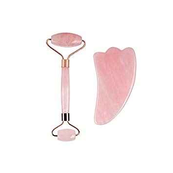 Buy Gorgio 2 In 1 Face Roller And Gua Sha Board Made Of Authentic Rose Quartz, Facial Massager, Jade Roller Alternative, Anti-Aging Facial Massage Gift Set - Purplle