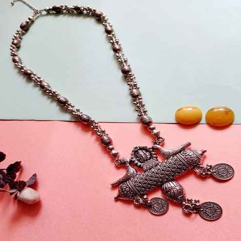 Buy Crunchy Fashion Oxidised German Silver Chain Pendant Necklace - Purplle